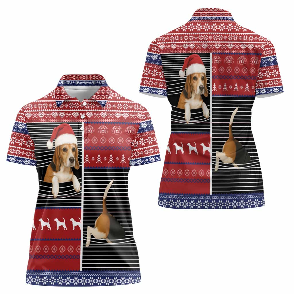 Lovely Beagle Christmas Women Polo Shirt Xmas Holiday Patterns - Wonder Print Shop