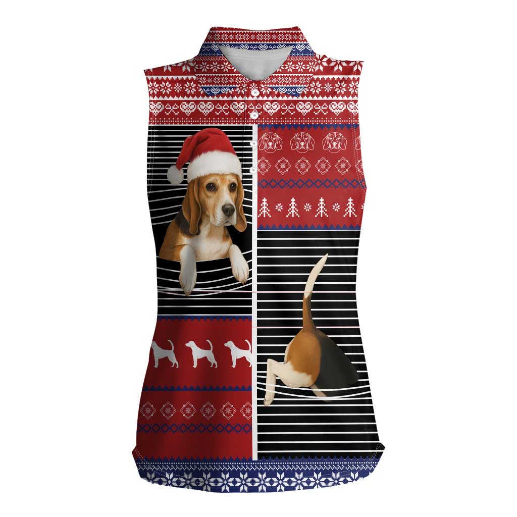 Lovely Beagle Christmas Women Sleeveless Polo Shirt Xmas Holiday Patterns - Wonder Print Shop