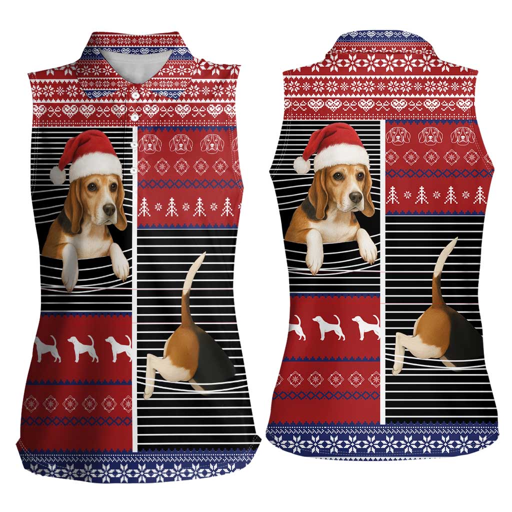 Lovely Beagle Christmas Women Sleeveless Polo Shirt Xmas Holiday Patterns - Wonder Print Shop