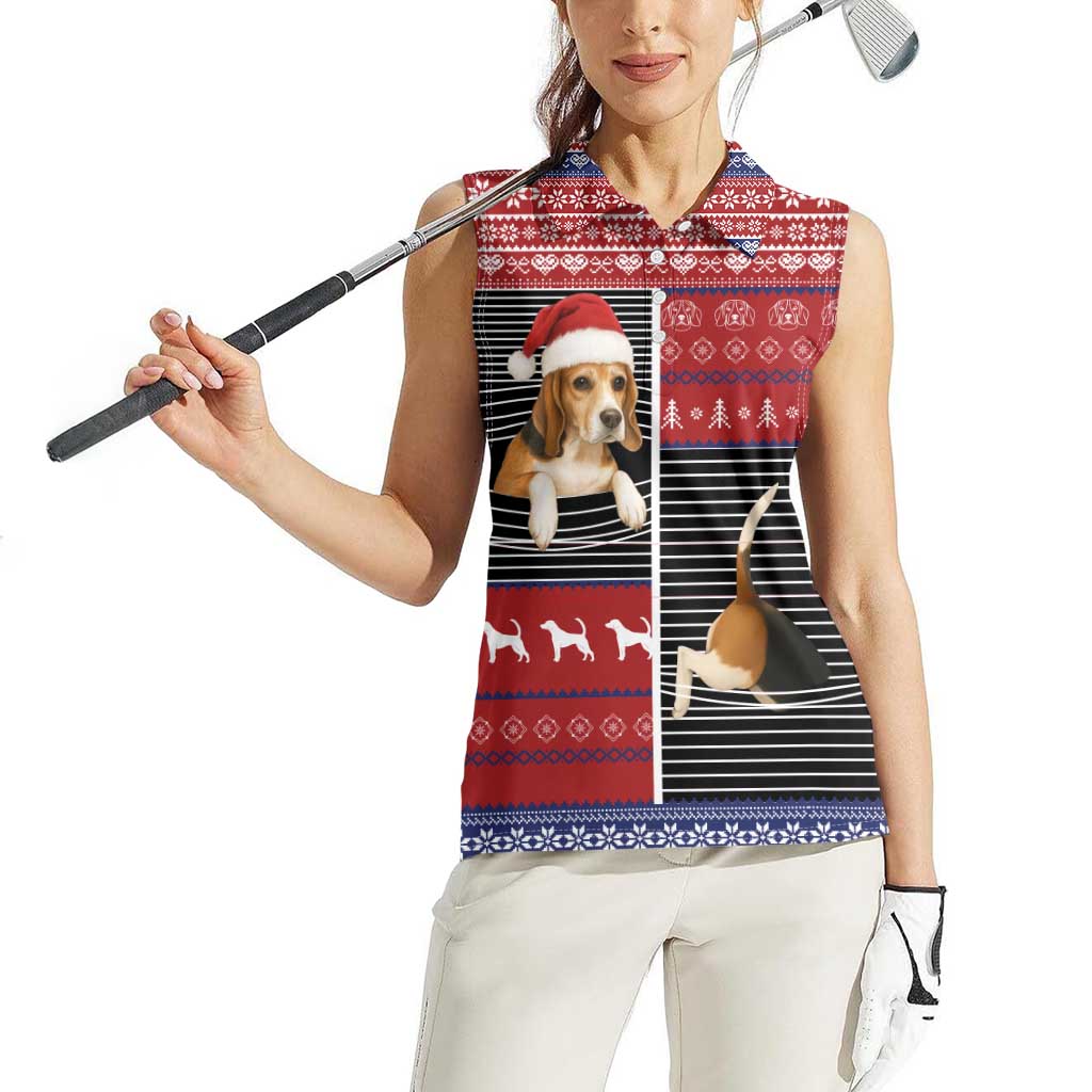 Lovely Beagle Christmas Women Sleeveless Polo Shirt Xmas Holiday Patterns - Wonder Print Shop