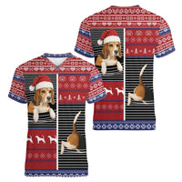 Lovely Beagle Christmas Women V-Neck T-Shirt Xmas Holiday Patterns - Wonder Print Shop