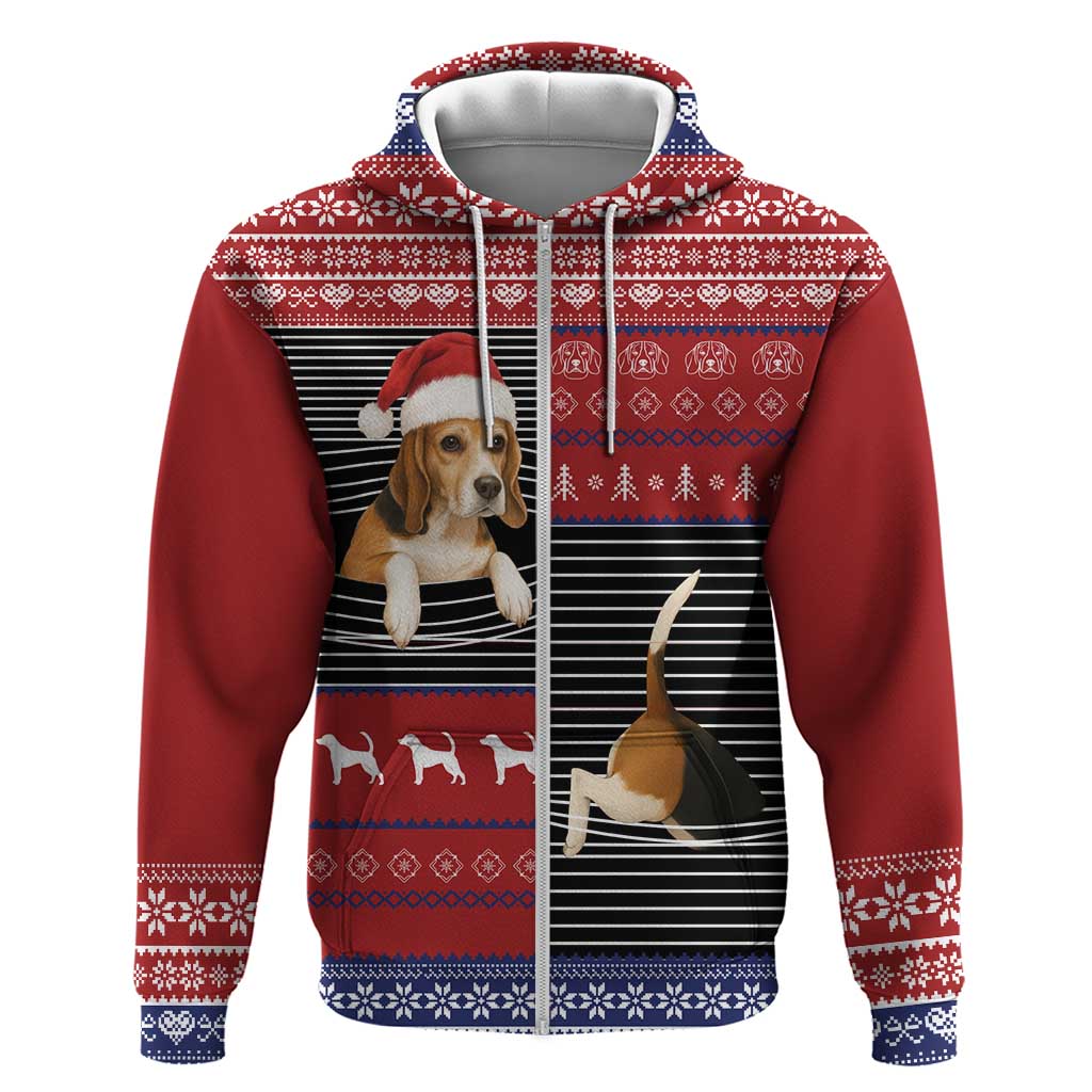 Lovely Beagle Christmas Zip Hoodie Xmas Holiday Patterns - Wonder Print Shop