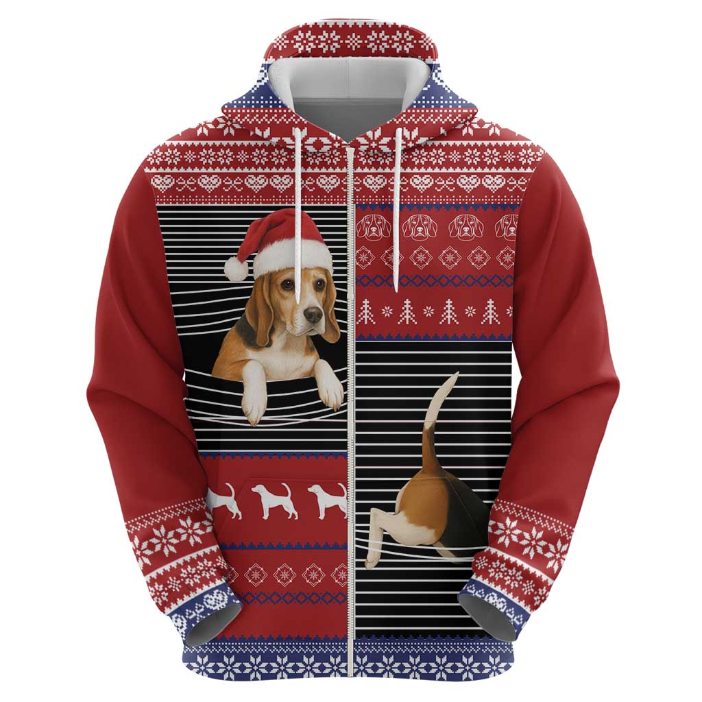 Lovely Beagle Christmas Zip Hoodie Xmas Holiday Patterns - Wonder Print Shop