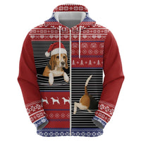 Lovely Beagle Christmas Zip Hoodie Xmas Holiday Patterns - Wonder Print Shop