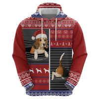 Lovely Beagle Christmas Zip Hoodie Xmas Holiday Patterns - Wonder Print Shop
