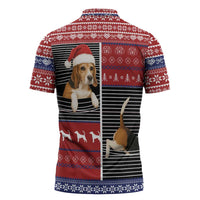 Lovely Beagle Christmas Zipper Polo Shirt Xmas Holiday Patterns - Wonder Print Shop