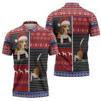 Lovely Beagle Christmas Zipper Polo Shirt Xmas Holiday Patterns - Wonder Print Shop