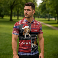 Lovely Beagle Christmas Zipper Polo Shirt Xmas Holiday Patterns - Wonder Print Shop