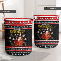 Funny Santa Laundry Basket with Cats for Everybody Quote and Red Christmas Pattern - Wonder Print Shop