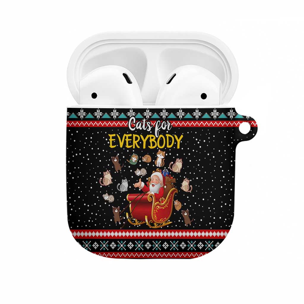 Funny Santa AirPods Case with Cats for Everybody Quote and Red Christmas Pattern - Wonder Print Shop