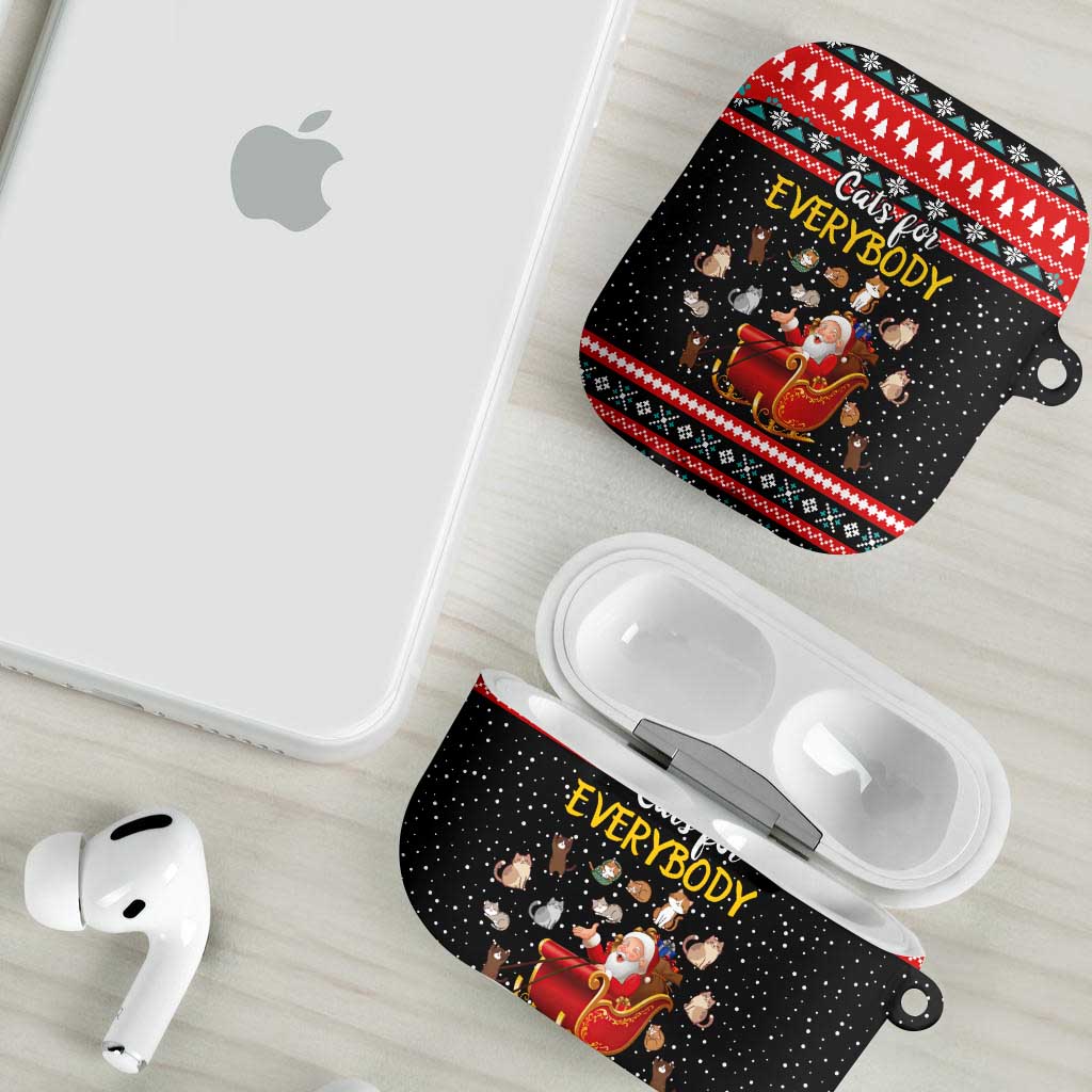 Funny Santa AirPods Case with Cats for Everybody Quote and Red Christmas Pattern - Wonder Print Shop