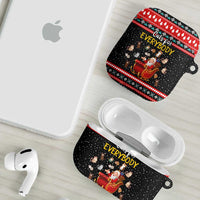Funny Santa AirPods Case with Cats for Everybody Quote and Red Christmas Pattern - Wonder Print Shop