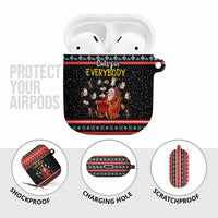 Funny Santa AirPods Case with Cats for Everybody Quote and Red Christmas Pattern - Wonder Print Shop