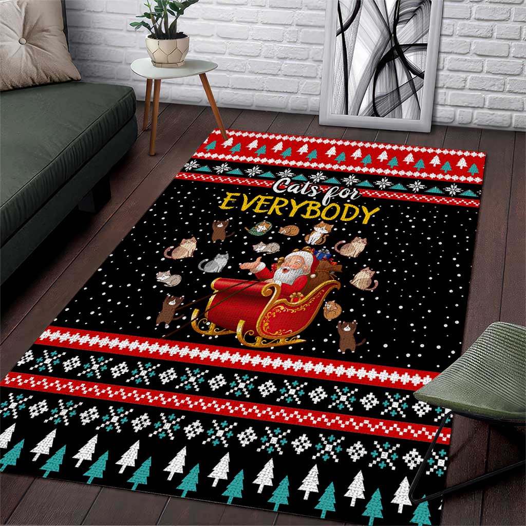 Funny Santa Area Rug with Cats for Everybody Quote and Red Christmas Pattern - Wonder Print Shop