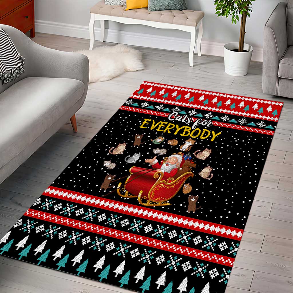 Funny Santa Area Rug with Cats for Everybody Quote and Red Christmas Pattern - Wonder Print Shop