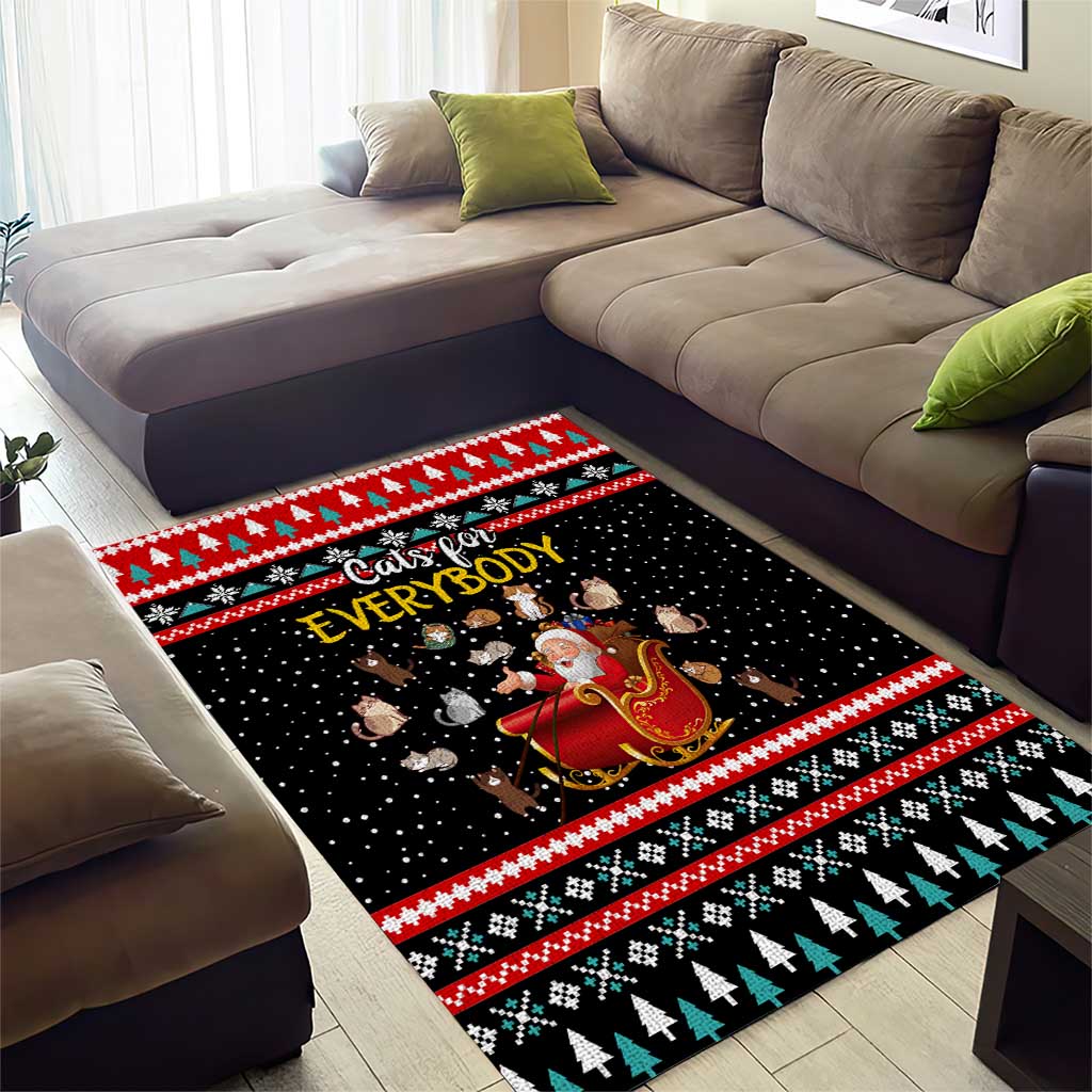 Funny Santa Area Rug with Cats for Everybody Quote and Red Christmas Pattern - Wonder Print Shop