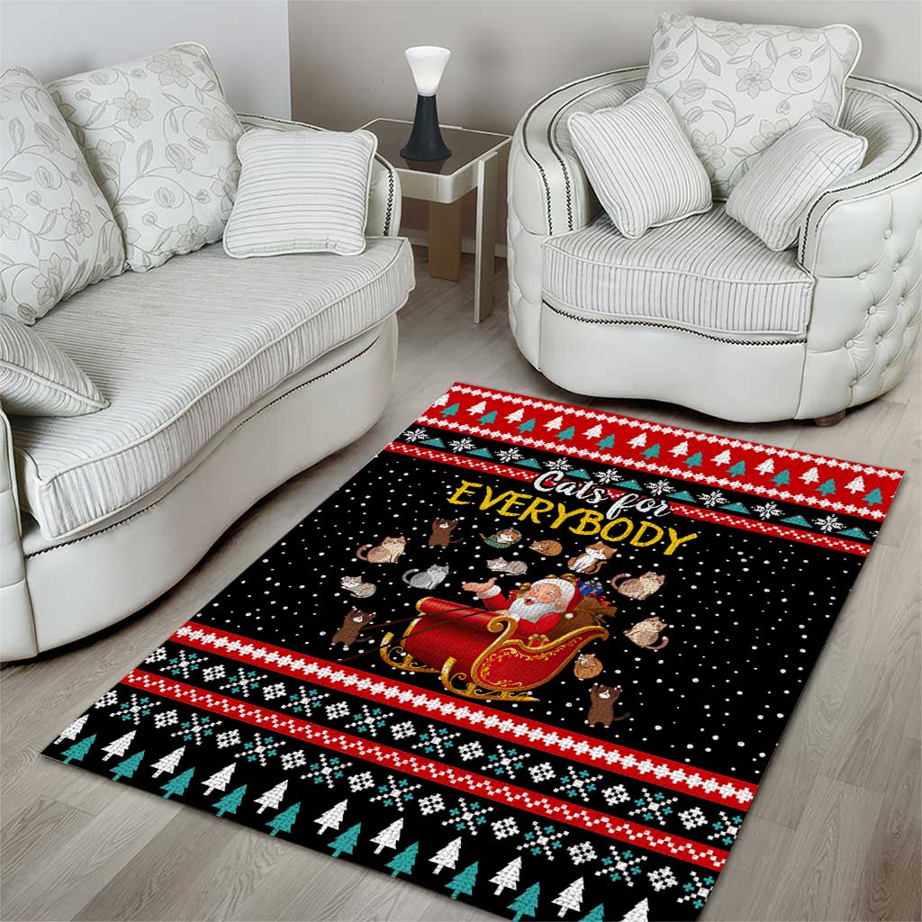 Funny Santa Area Rug with Cats for Everybody Quote and Red Christmas Pattern - Wonder Print Shop