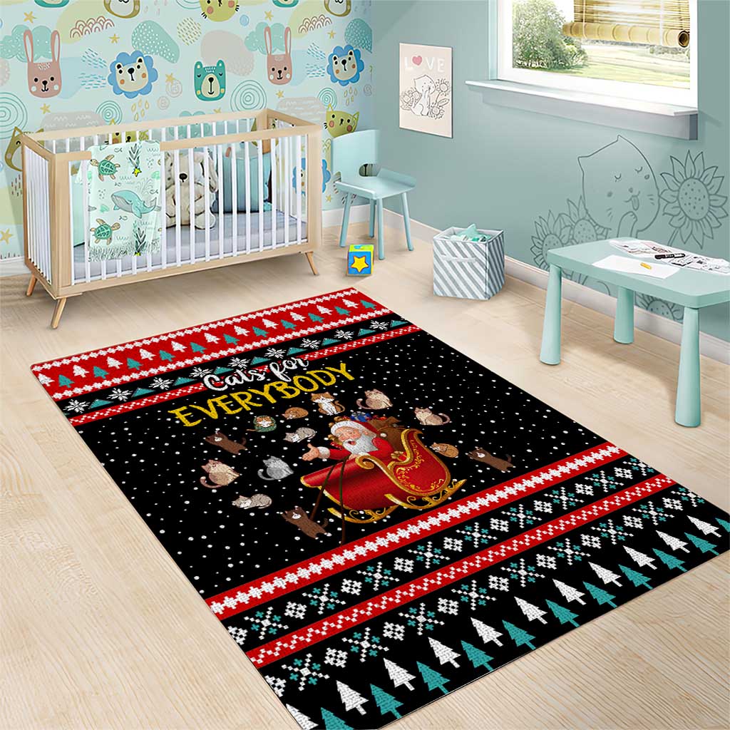 Funny Santa Area Rug with Cats for Everybody Quote and Red Christmas Pattern - Wonder Print Shop