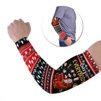 Funny Santa Arm Sleeves with Cats for Everybody Quote and Red Christmas Pattern - Wonder Print Shop