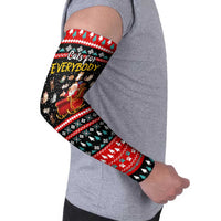 Funny Santa Arm Sleeves with Cats for Everybody Quote and Red Christmas Pattern - Wonder Print Shop