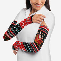 Funny Santa Arm Sleeves with Cats for Everybody Quote and Red Christmas Pattern - Wonder Print Shop