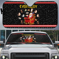 Funny Santa Auto Sun Shade with Cats for Everybody Quote and Red Christmas Pattern - Wonder Print Shop