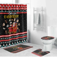 Funny Santa Bathroom Set with Cats for Everybody Quote and Red Christmas Pattern - Wonder Print Shop