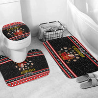 Funny Santa Bathroom Set with Cats for Everybody Quote and Red Christmas Pattern - Wonder Print Shop