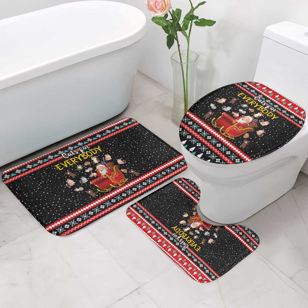 Funny Santa Bathroom Set with Cats for Everybody Quote and Red Christmas Pattern - Wonder Print Shop