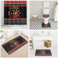 Funny Santa Bathroom Set with Cats for Everybody Quote and Red Christmas Pattern - Wonder Print Shop