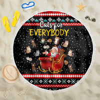 Funny Santa Beach Blanket with Cats for Everybody Quote and Red Christmas Pattern - Wonder Print Shop