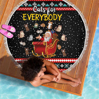 Funny Santa Beach Blanket with Cats for Everybody Quote and Red Christmas Pattern - Wonder Print Shop
