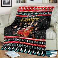 Funny Santa Blanket with Cats for Everybody Quote and Red Christmas Pattern - Wonder Print Shop
