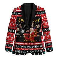 Funny Santa Blazer with Cats for Everybody Quote and Red Christmas Pattern - Wonder Print Shop