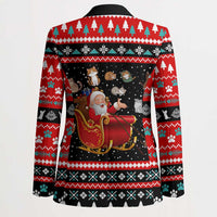 Funny Santa Blazer with Cats for Everybody Quote and Red Christmas Pattern - Wonder Print Shop