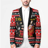 Funny Santa Blazer with Cats for Everybody Quote and Red Christmas Pattern - Wonder Print Shop