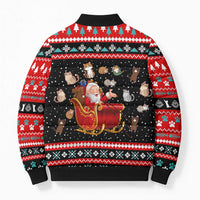 Funny Santa Bomber Puffer Jacket with Cats for Everybody Quote and Red Christmas Pattern - Wonder Print Shop