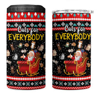 Funny Santa 4 in 1 Can Cooler Tumbler with Cats for Everybody Quote and Red Christmas Pattern - Wonder Print Shop