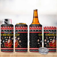 Funny Santa 4 in 1 Can Cooler Tumbler with Cats for Everybody Quote and Red Christmas Pattern - Wonder Print Shop