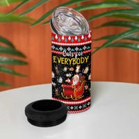 Funny Santa 4 in 1 Can Cooler Tumbler with Cats for Everybody Quote and Red Christmas Pattern - Wonder Print Shop