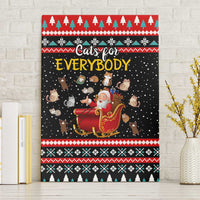 Funny Santa Canvas Wall Art with Cats for Everybody Quote and Red Christmas Pattern - Wonder Print Shop