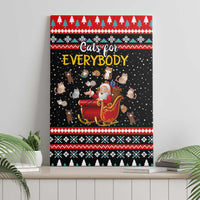 Funny Santa Canvas Wall Art with Cats for Everybody Quote and Red Christmas Pattern - Wonder Print Shop