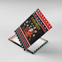 Funny Santa Canvas Wall Art with Cats for Everybody Quote and Red Christmas Pattern - Wonder Print Shop