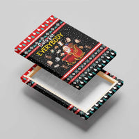 Funny Santa Canvas Wall Art with Cats for Everybody Quote and Red Christmas Pattern - Wonder Print Shop