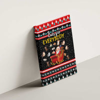 Funny Santa Canvas Wall Art with Cats for Everybody Quote and Red Christmas Pattern - Wonder Print Shop