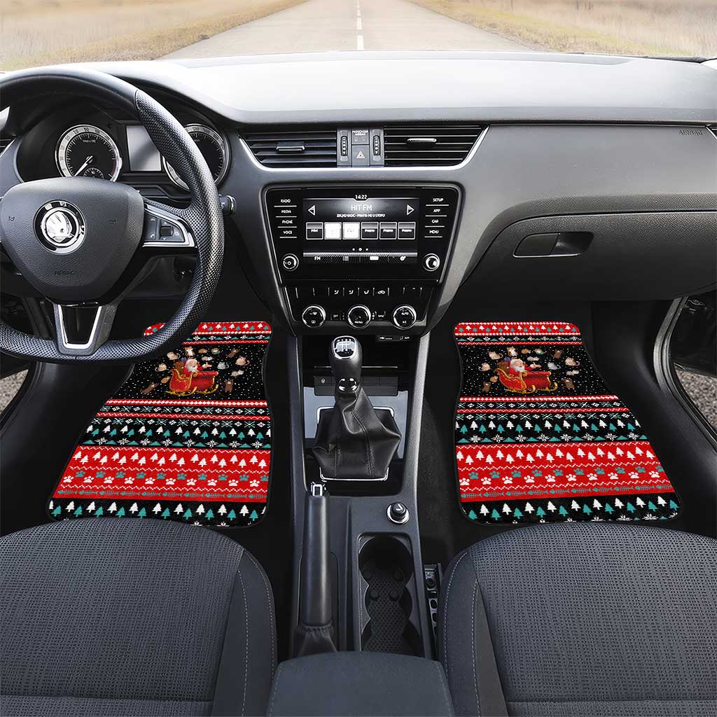 Funny Santa Car Mats with Cats for Everybody Quote and Red Christmas Pattern - Wonder Print Shop