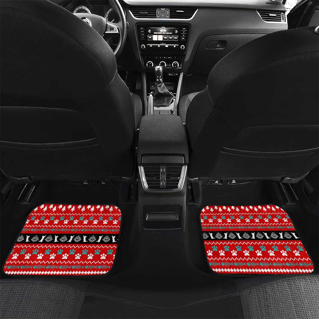 Funny Santa Car Mats with Cats for Everybody Quote and Red Christmas Pattern - Wonder Print Shop
