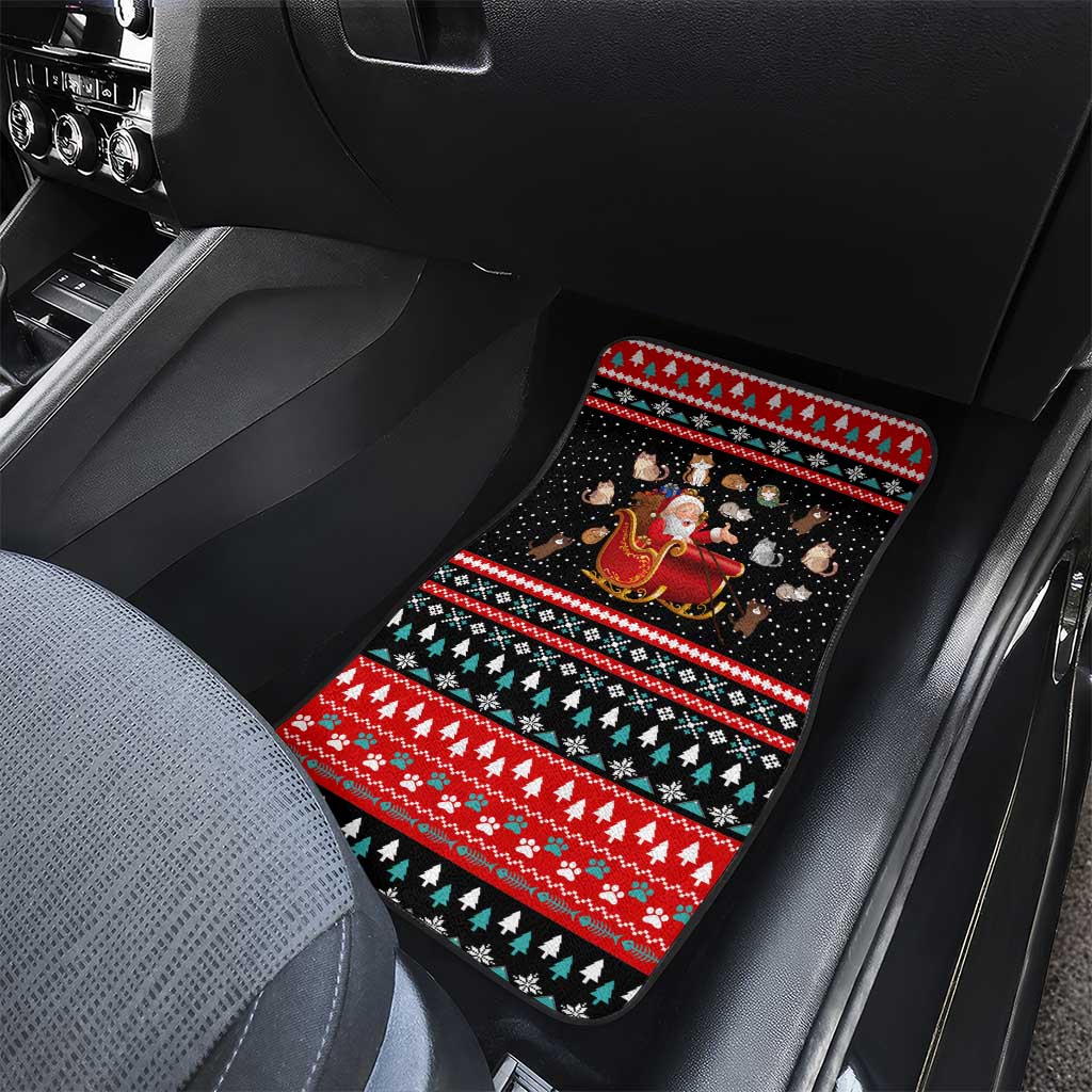 Funny Santa Car Mats with Cats for Everybody Quote and Red Christmas Pattern - Wonder Print Shop