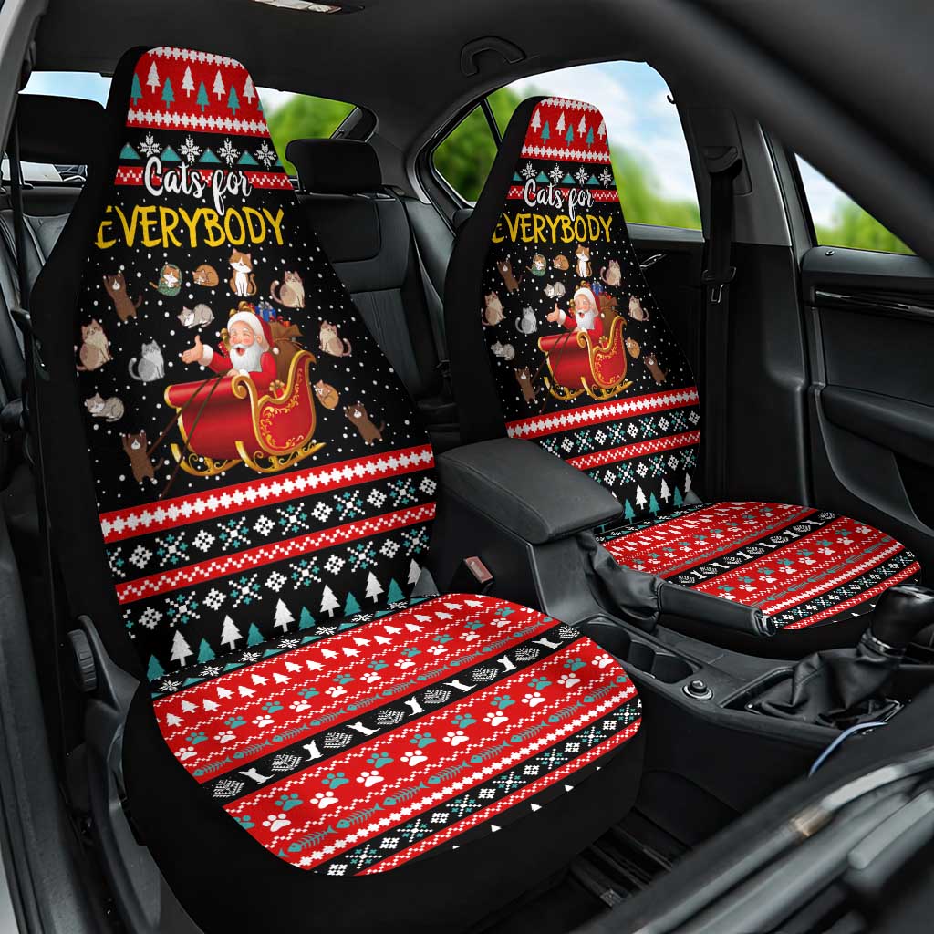 Funny Santa Car Seat Cover with Cats for Everybody Quote and Red Christmas Pattern - Wonder Print Shop