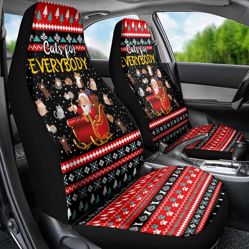 Funny Santa Car Seat Cover with Cats for Everybody Quote and Red Christmas Pattern - Wonder Print Shop